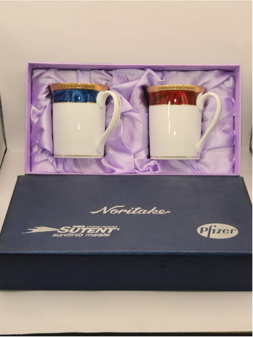 Pfizer Sutent Pharma Promo Noritake Majestic Mug Gift Set 2pc Mugs NEW